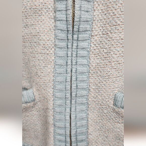 Ann Taylor Cardigan Sweater Merino Wool Modal Blue Gray Turquoise Chanel L - Picture 6 of 12